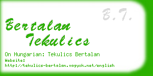 bertalan tekulics business card